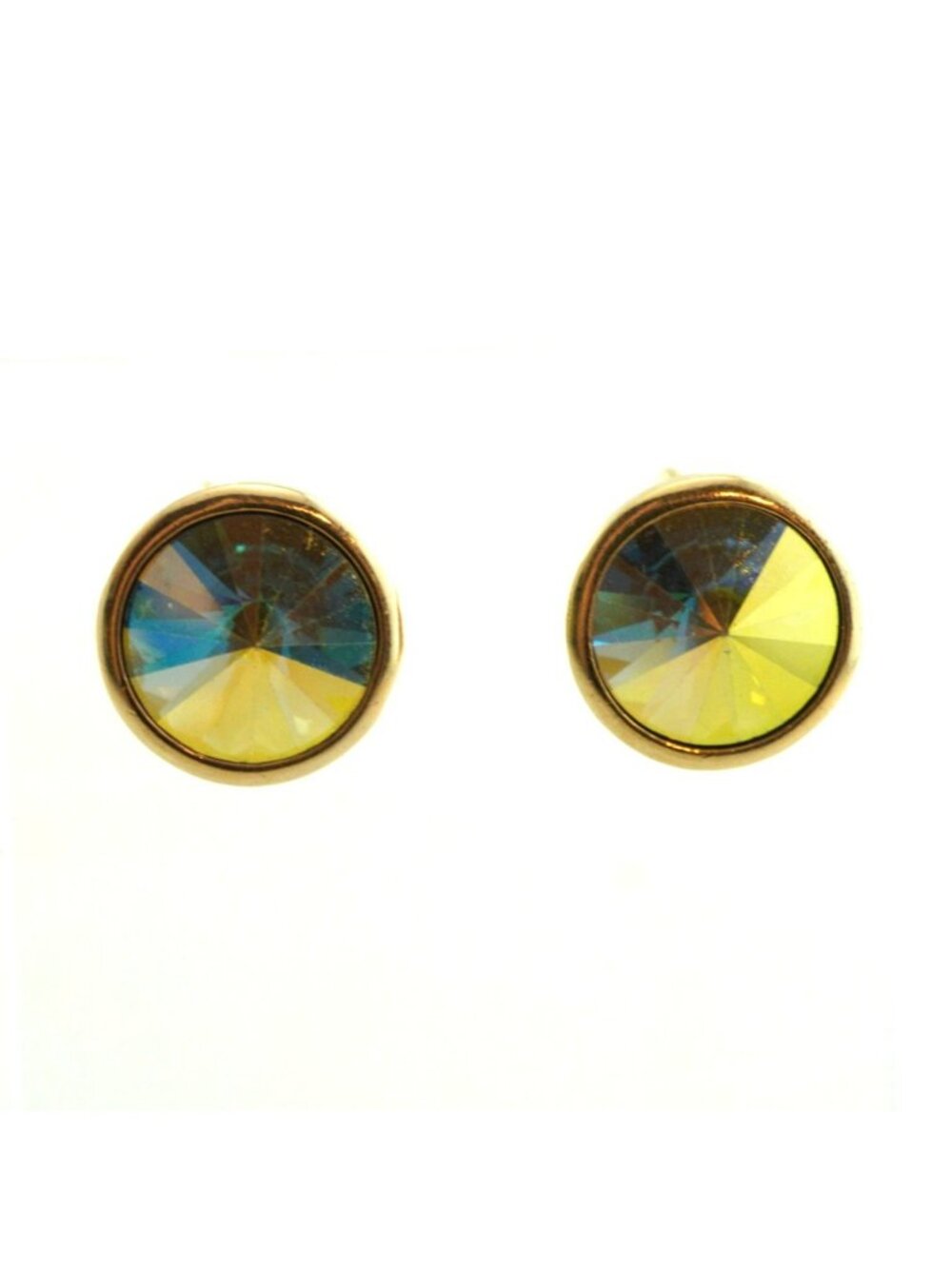 Vintage Avon Rivoli Aurora Borealis Clip On Stud Earrings